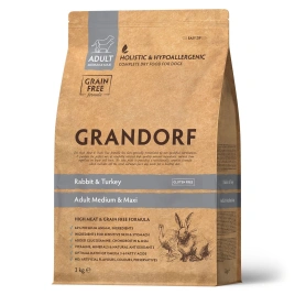 Сухой корм Grandorf Rabbit & Turkey Med & Maxi для взрослых собак средних и крупных пород, 3 кг