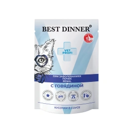 Влажный корм Best Dinner Veterinary Profi Renal Beef для кошек, кусочки в соусе, с говядиной, 85 г