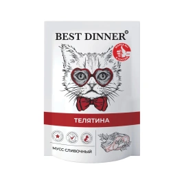 Влажный корм Best Dinner Exclusive Veal для кошек и котят с 1 месяца мусс сливочный, с телятиной, 85 г