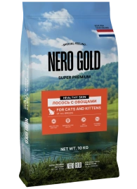 Сухой корм NERO GOLD Salmon & Vegetables для кошек и котят, с лососем и овощами, 10 кг