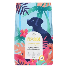 Сухой корм FLORIDA Maxi Junior Chicken & Apple для щенков крупных пород, с курицей и яблоком, 3 кг