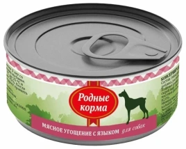 Влажный корм Родные корма мясное угощение с языком для собак, 100 г