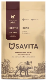 Сухой корм SAVITA Adult Mini для собак малых пород, с мясом дикого кабана, 400 г