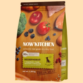 Сухой корм NOW'KITCHEN Fresh Puppy Turkey, Duck & Salmon для щенков со свежей индейкой, с индейкой, уткой и лососем, 1,59 кг