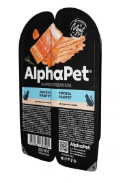 Влажный корм ALPHAPET Superpremium ламистер паштет Salmon для кошек, с лососем, 80 г