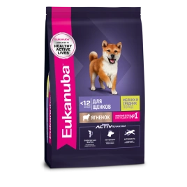 Сухой корм Eukanuba Puppy для щенков до 12 месяцев с ягненком, 7 кг