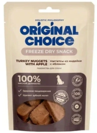 Лакомство ORIGINAL CHOICE для собак, мелких и средних пород наггетсы из индейки с яблоком, 60 г