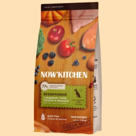 Сухой корм NOW'KITCHEN Fresh Adult Turkey, Duck & Salmon для взрослых собак со свежей индейкой,уткой, с индейкой, уткой и лососем, 9,98 кг