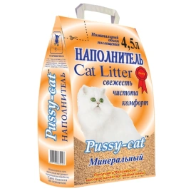 Наполнитель Pussy-Cat минеральный впитывающий для кошачьих туалетов, 4,5 л