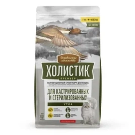 Сухой корм Деревенские Лакомства Holistic Премьер, для кастрированных и стерилизованных кошек, с Уткой, 400 г
