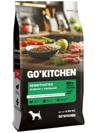 Сухой корм Go'Kitchen Lamb для щенков и собак всех возрастов для чувствительного пищеварения, с ягненком, 9,98 кг
