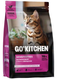 Сухой корм Go'Kitchen Duck для котят и кошек всех возрастов для чувствительного пищеварения, с уткой, 400 г