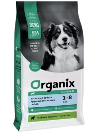 Сухой корм Organix Adult Large & Medium Lamb & Vegetables для взрослых собак крупных и средних пород, с ягненком, фруктами и овощами, 18 кг