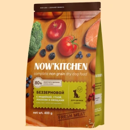 Сухой корм NOW'KITCHEN Fresh Puppy Turkey, Duck & Salmon для щенков со свежей индейкой, с индейкой, уткой и лососем, 400 г