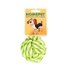 Игрушка Homepet Seaside для собак, узел из каната желто-синий, диаметр 7 см