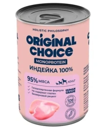 Влажный корм ORIGINAL CHOICE Monoprotein Adult Turkey для собак всех пород, с индейкой, 340 г