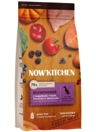 Сухой корм NOW'KITCHEN Fresh Large Adult Turkey, Duck & Salmon для взрослых собак крупных пород со свежей индейкой,уткой, с индейкой, уткой и лососем, 9,98 кг