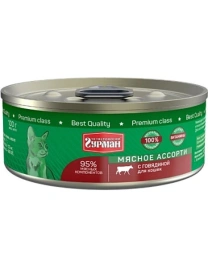 Влажный корм Четвероногий Гурман Beef & Meat Assortment для котят, с говядиной и мясным ассорти, 100 г