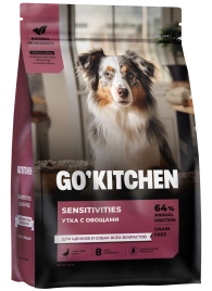 Сухой корм Go'Kitchen Duck для щенков и собак всех возрастов для чувствительного пищеварения, с уткой, 1,59 кг