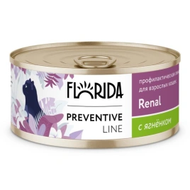 Влажный корм FLORIDA Renal Lamb для кошек. Профилактика хронической почечной недостаточности, с ягненком, 100 г
