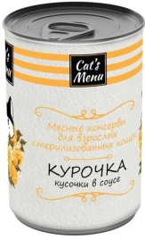 Влажный корм Cat`s Menu Chicken для взрослых стерилизованных кошек с курочкой кусочки в соусе, 340 г