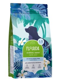 Сухой корм FLORIDA Medium Puppy Lamb & Pear для щенков средних пород, с ягненком и грушей, 3 кг