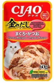 Влажный корм Inaba Ciao Kinnodashi Tuna для кошек, тунец магуро и тунец кацуо в желе, 60 г