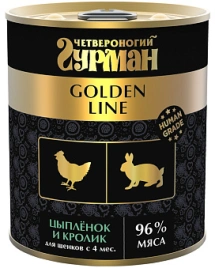 Влажный корм Четвероногий Гурман Golden line Rabbit для щенков, цыпленок и кролик в желе, 340 г