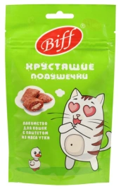 Влажный корм Biff хрустящие подушечки Duck для кошек, с паштетом из утки, 60 г