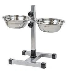 Миска Homepet для домашних животных, металлическая регулируемая подставка с мисками, хром, 2 шт, диаметр 16 см, до 30 см, 0,5 л