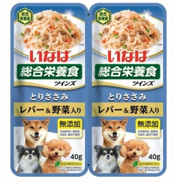 Влажный корм Inaba Twins Liver & Vegetables для собак, с овощами и печенью в желе, 40 г