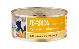 Влажный корм FLORIDA Chicken & Apple для взрослых кошек из курицы с яблоком, 100 г