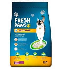 Наполнитель Fresh Paws Active для кошачьих туалетов, впитывающий с активированным углем, 18 л