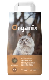 Наполнитель Organix для кошачьего туалета, древесный комкующийся для кошачьего туалета, 8 л