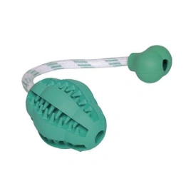 Игрушка NOBBY для собак, Мяч-Регби Dental С Веревкой, резина, 7 см