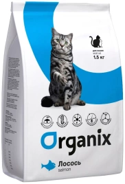 Сухой корм Organix Adult Salmon для кошек с чувствительным пищеварением, с лососем, 1,5 кг