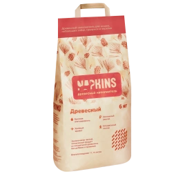Наполнитель Napkins для кошачьего туалета, древесный, 11.14 л