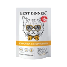 Влажный корм Best Dinner Exclusive Chicken & Carrot для кошек и котят с 1 месяца мусс сливочный, с курицей и морковью, 85 г