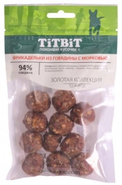Лакомство Titbit Золотая коллекция фрикадельки для собак, из говядины с морковью, 70 г