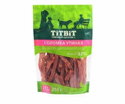 Лакомство Titbit соломка утиная для собак, 250 г