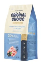 Сухой корм ORIGINAL CHOICE Adult Sensitive Digestion Turkey & Blackberry для взрослых кошек и котов с чувствительным пищеварением, со свежим мясом индейки и ежевикой, 1,5 кг