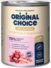 Влажный корм ORIGINAL CHOICE Elite Nutrition Adult Turkey & Veal для собак, с индейкой и телятиной, 750 г