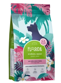 Сухой корм FLORIDA Mini Adult Lamb & Pear для взрослых собак малых пород, с ягненком и грушей, 400 г