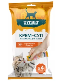 Влажный корм Titbit крем-суп Turkey для кошек, с кусочками, с индейкой, 10 г