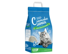 Наполнитель Счастливые Лапки Эконом комкующийся для кошачьих туалетов, 5 л