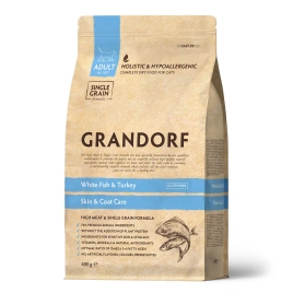 Сухой корм Grandorf White Fish & Turkey Skin & Care для кошек для заботы о коже и шерсти, 400 г