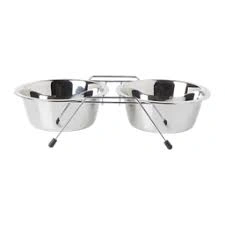 Миска Homepet Rack для домашних животных, металлическая двойная на подставке, 2 шт, 0,9 л