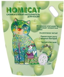 Наполнитель Homecat для кошачьих туалетов, Яблоко силикагелевый с ароматом яблока, 7,6 л