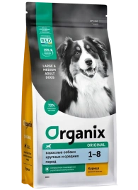 Сухой корм Organix Adult Large & Medium Chicken & Vegetables для взрослых собак крупных и средних пород, с курицей, фруктами и овощами, 800 г