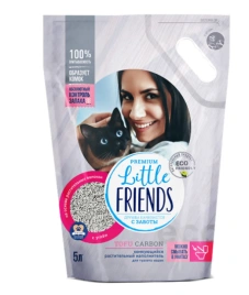 Наполнитель Little Friends Tofu Carbon комкующийся растительный для кошачьих туалетов, 5 л
